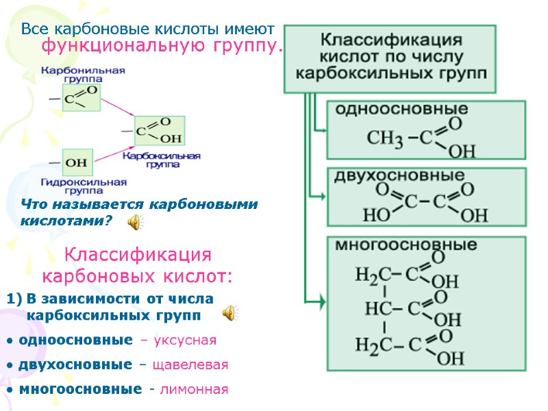 Все карбоновые кислоты имеют функциональную группу.        